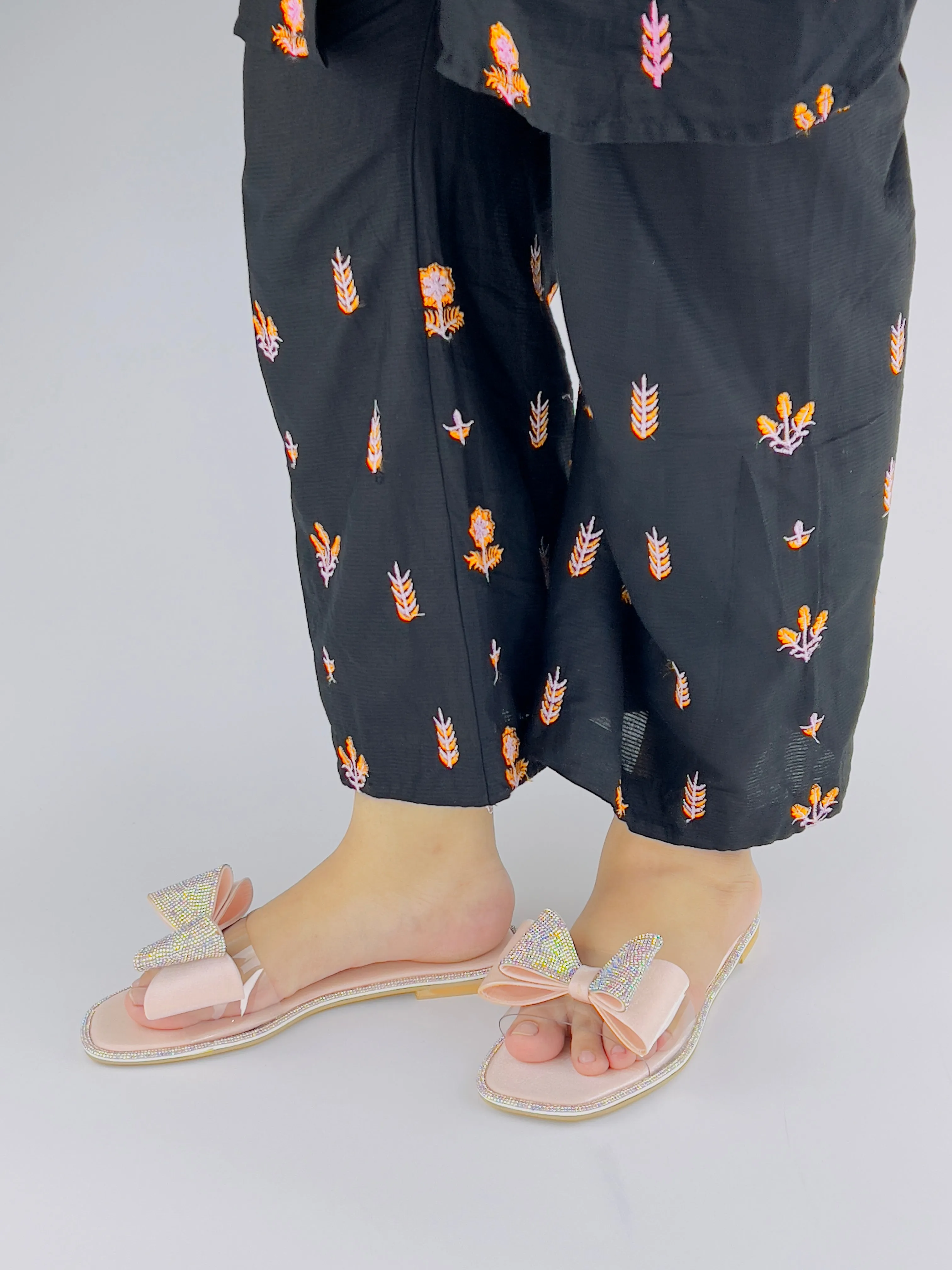 Spunkz Sweet Pink Crystal Diamanté Bow Flats Slip on Sandals