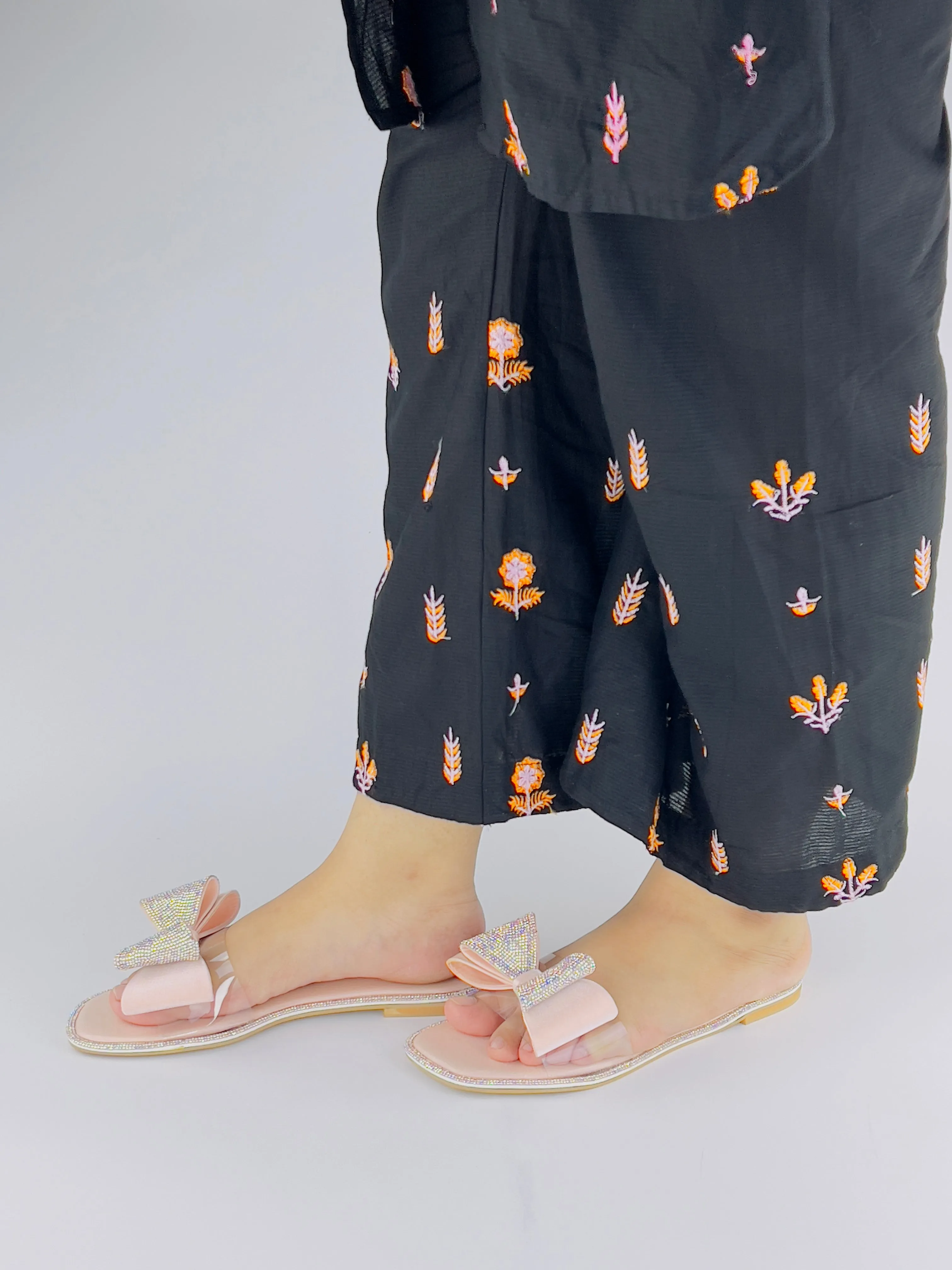 Spunkz Sweet Pink Crystal Diamanté Bow Flats Slip on Sandals