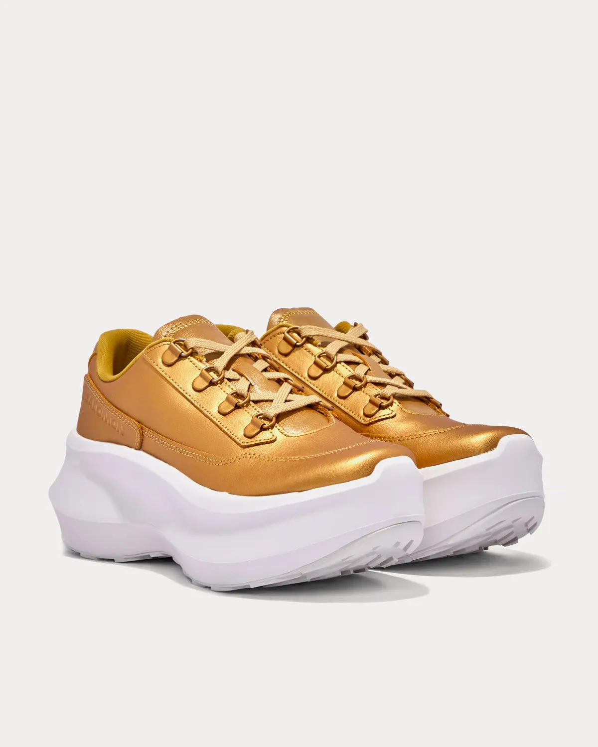 SR811 Platform Leather Gold Low Top Sneakers