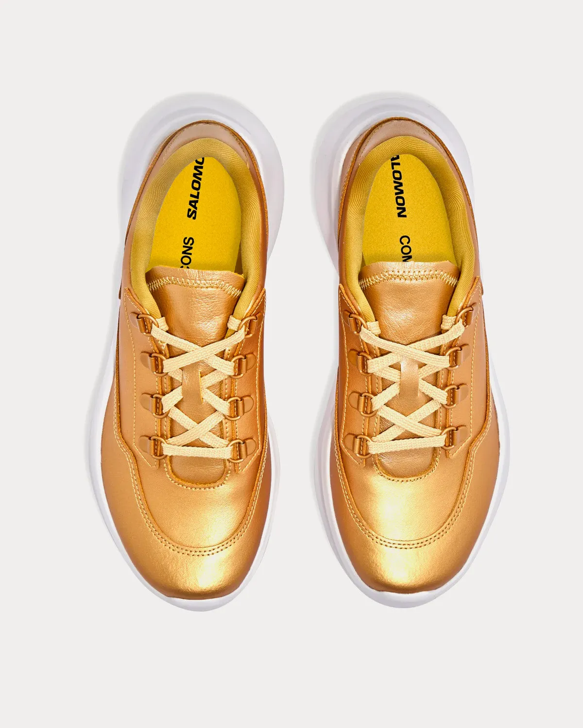 SR811 Platform Leather Gold Low Top Sneakers