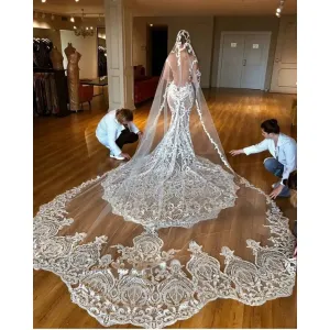 Stunningbride  Gorgeous Mermaid Wedding Dresses Sleeveless V Neck Lace Bridal Gowns Covered Button Back Plus Size Saudi Arabic Dubai Bride Dress