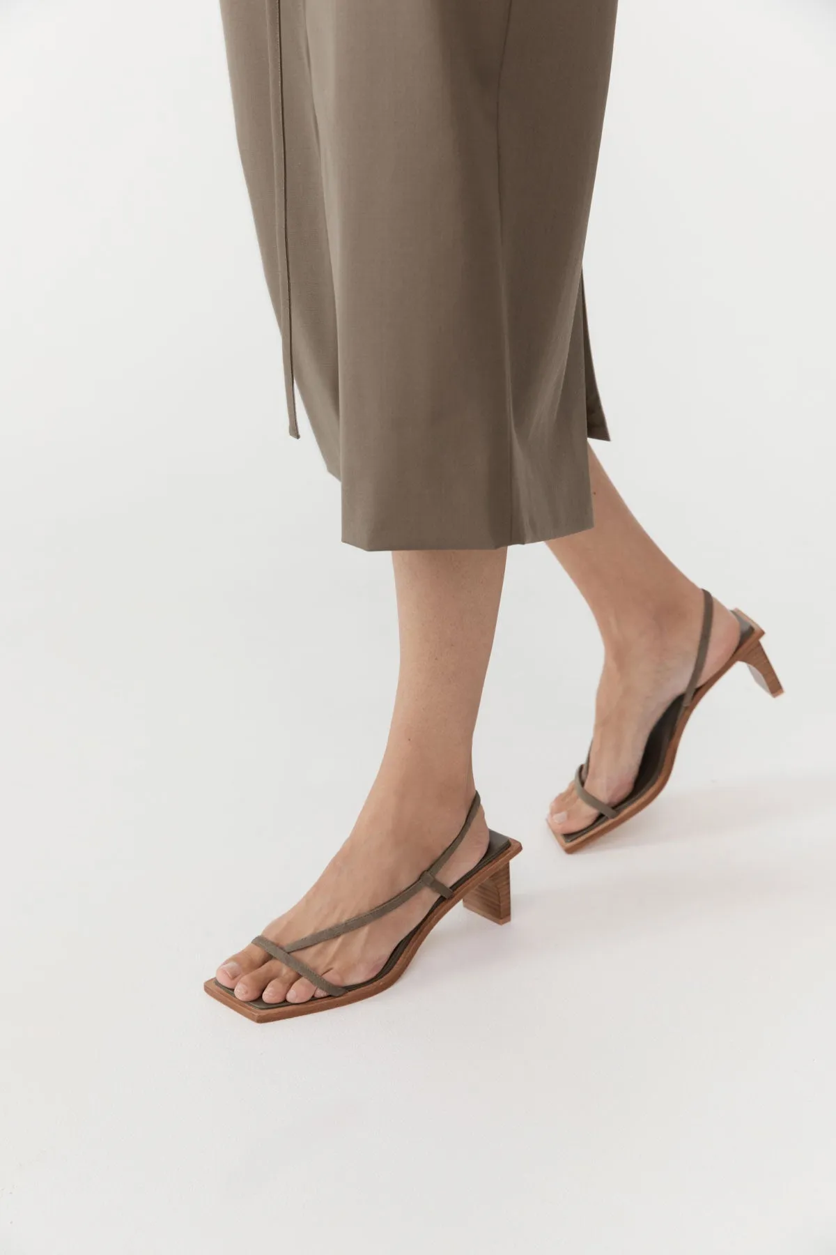 Suede Strap Heel Kelp