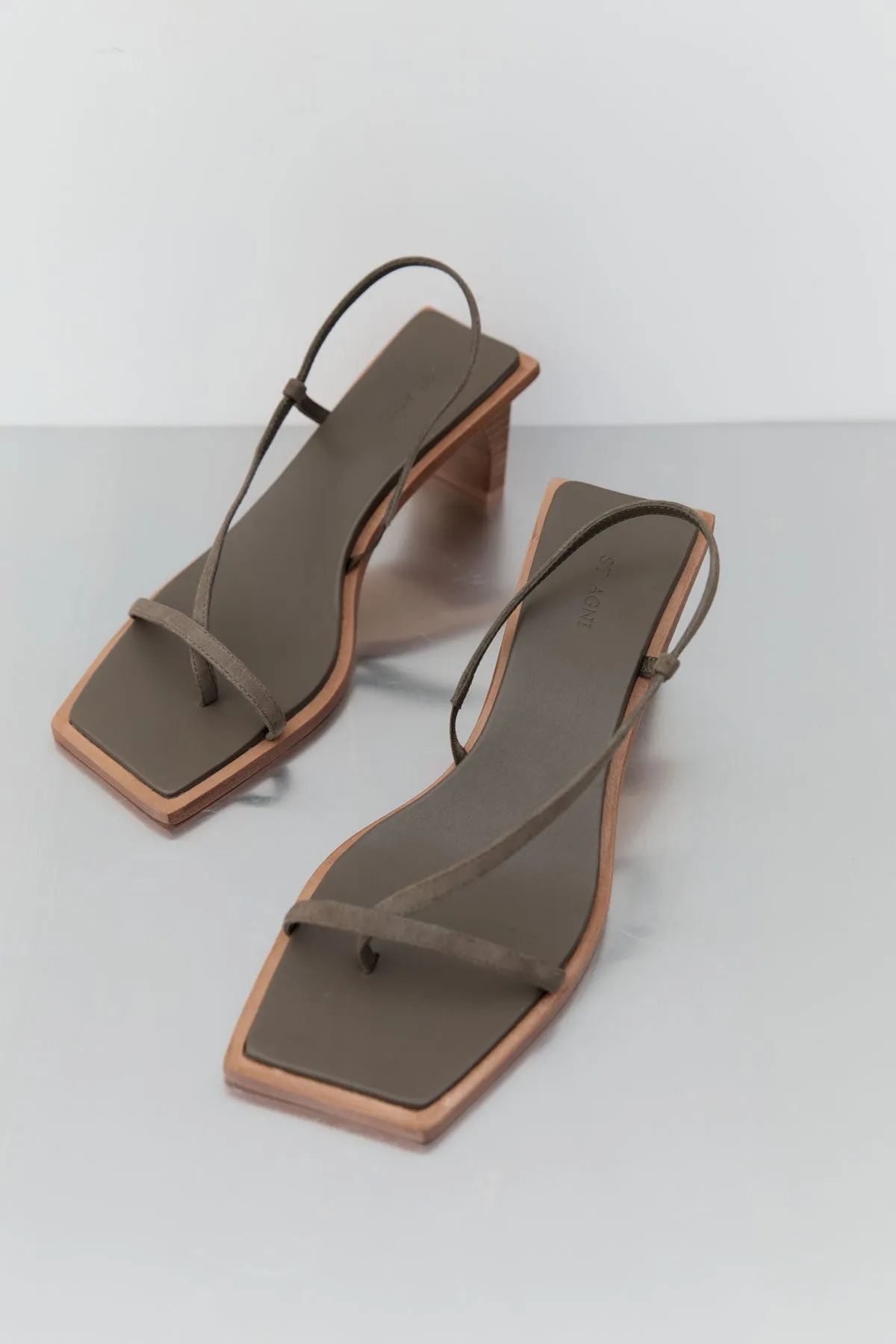 Suede Strap Heel Kelp