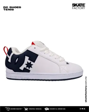 TENIS DC SHOES COURT GRAFFIK BLANCO MARINO ROJO