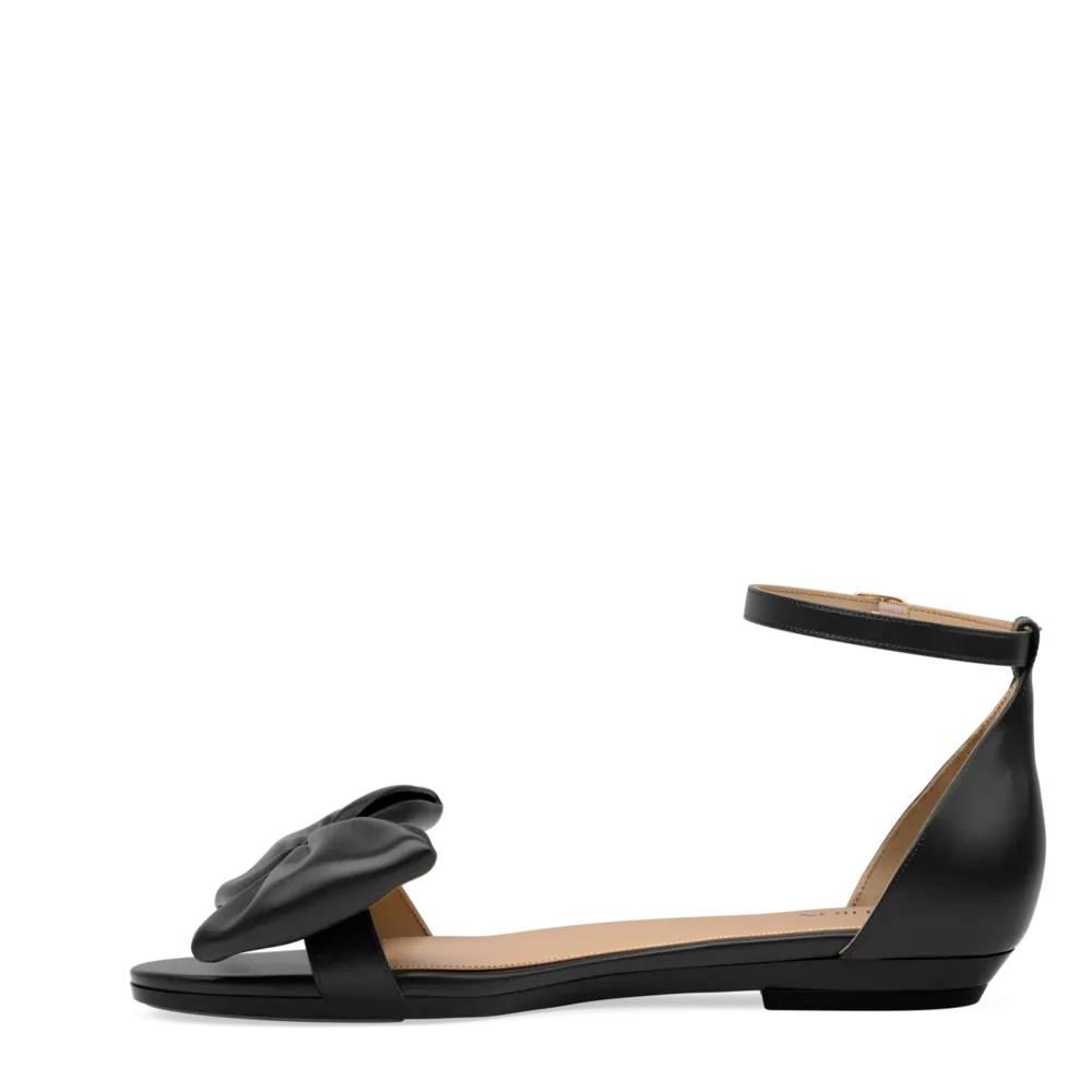 The Pashionista - Coal Satin Bow Flat