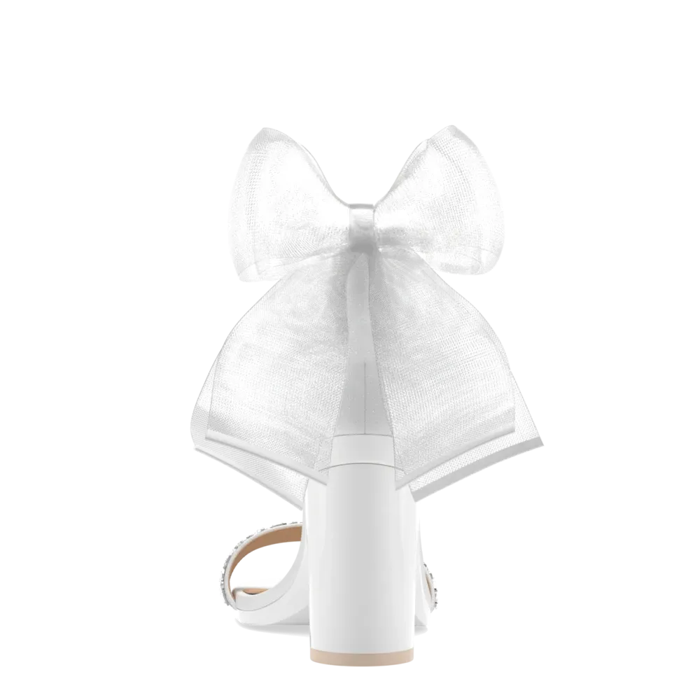 The Pashionista - White Crystal Bow   Block Heel Kit 4 White