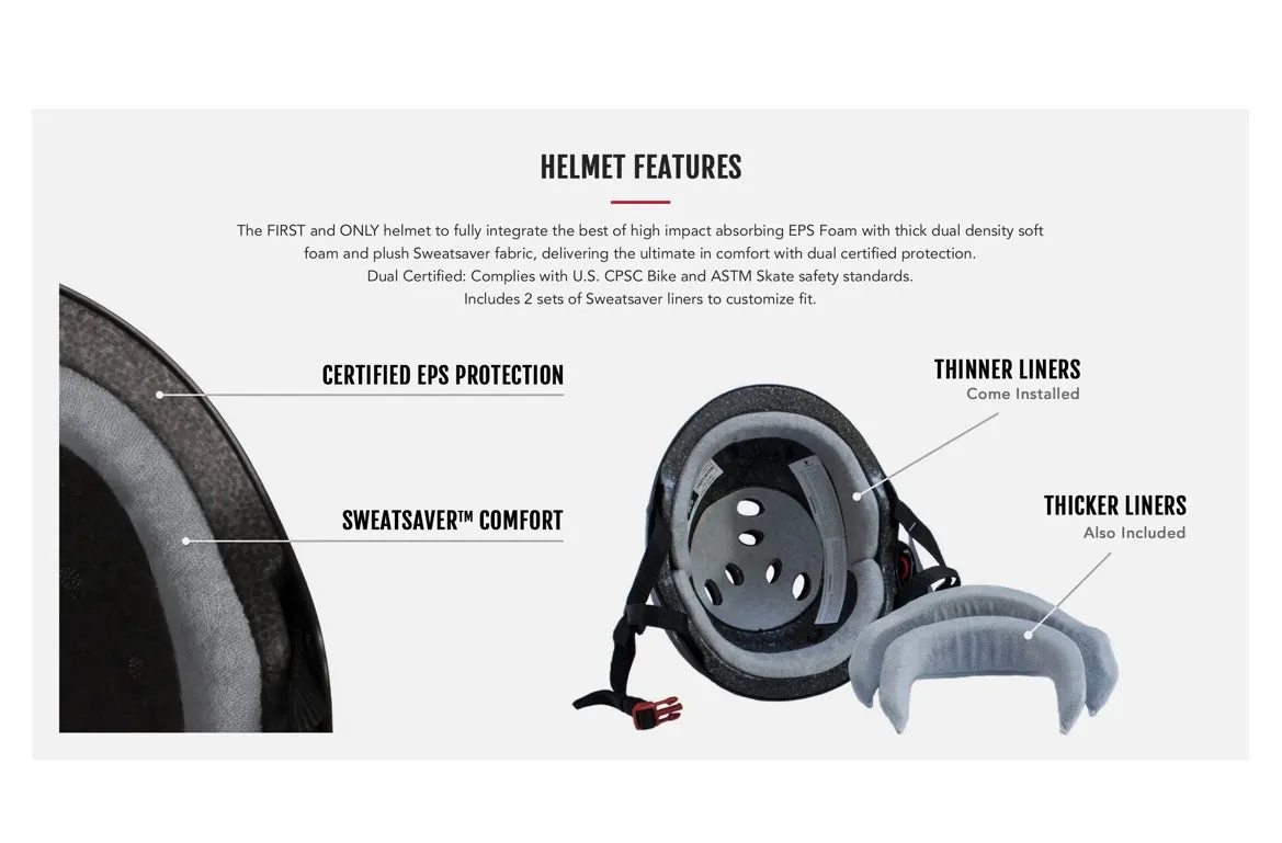 TRIPLE 8 THE CERTIFIED SWEATSAVER HELMET - TONY HAWK SIGNATURE EDITION