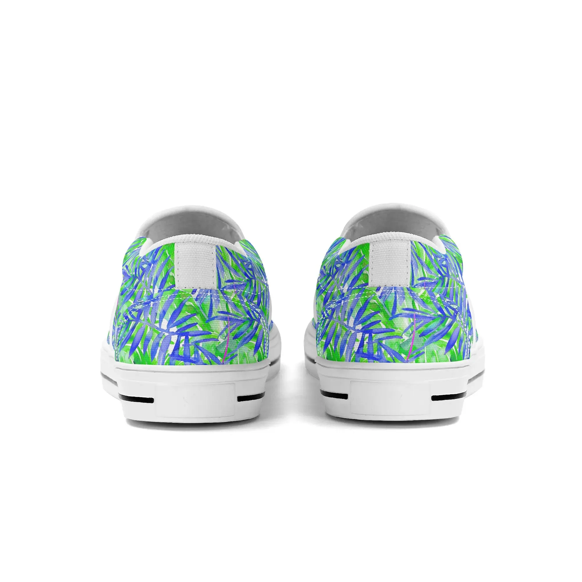 Tropical Harmony Blue and Green Palm Tree Leaves Womens Rubber Slip On Shoes US5 - US12