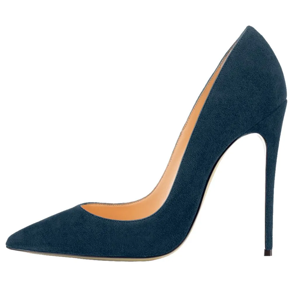 Tucomosi Suede Party Shoes Point Toe Plus Size Heels