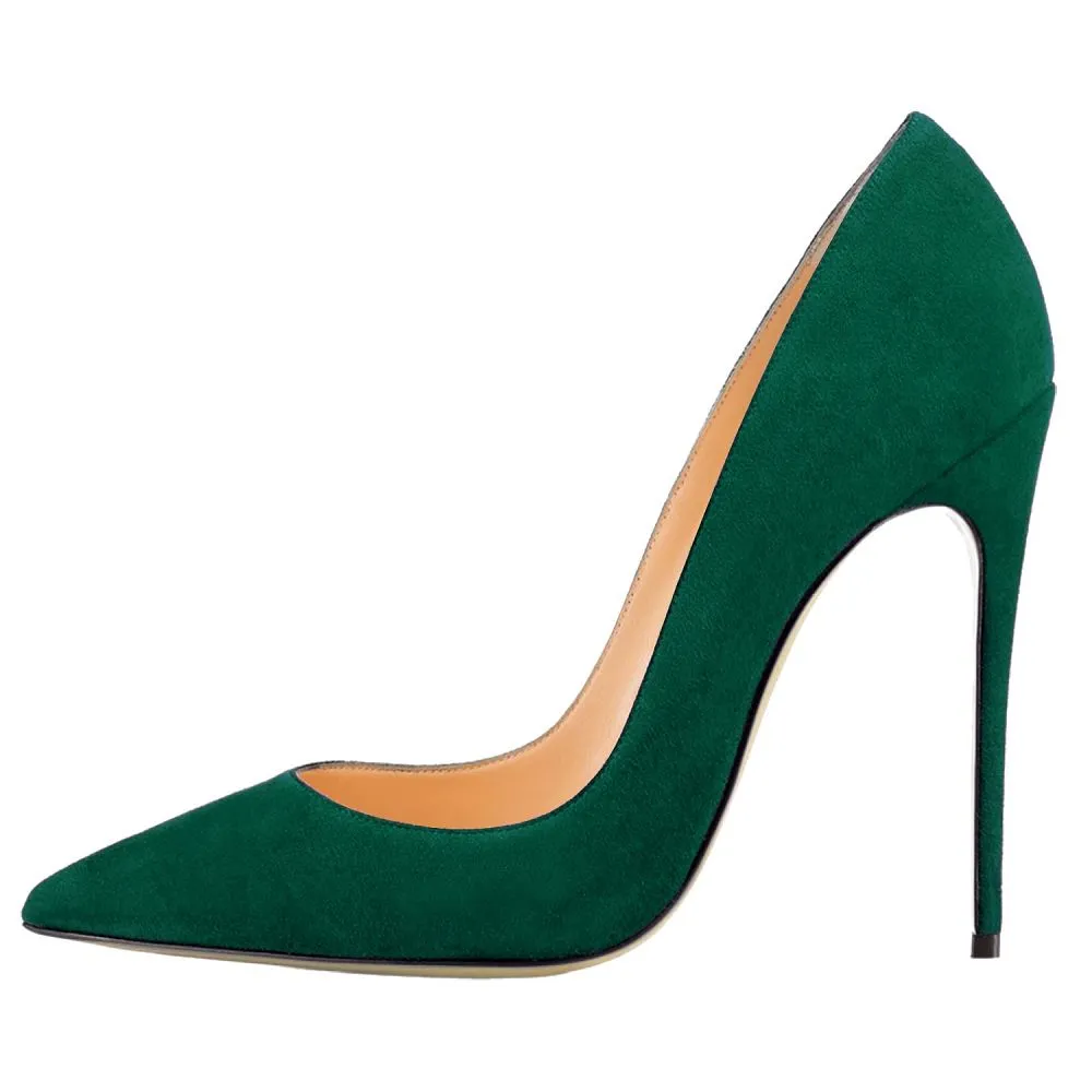 Tucomosi Suede Party Shoes Point Toe Plus Size Heels
