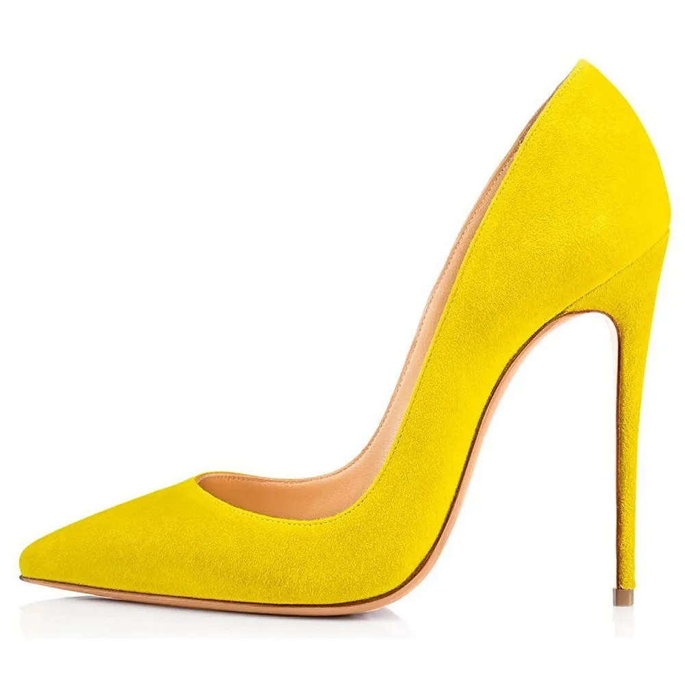 Tucomosi Suede Party Shoes Point Toe Plus Size Heels