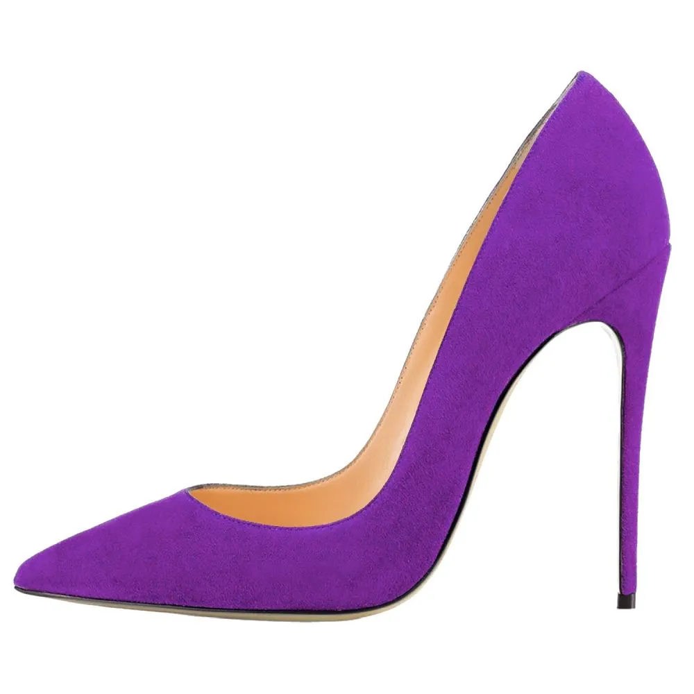 Tucomosi Suede Party Shoes Point Toe Plus Size Heels