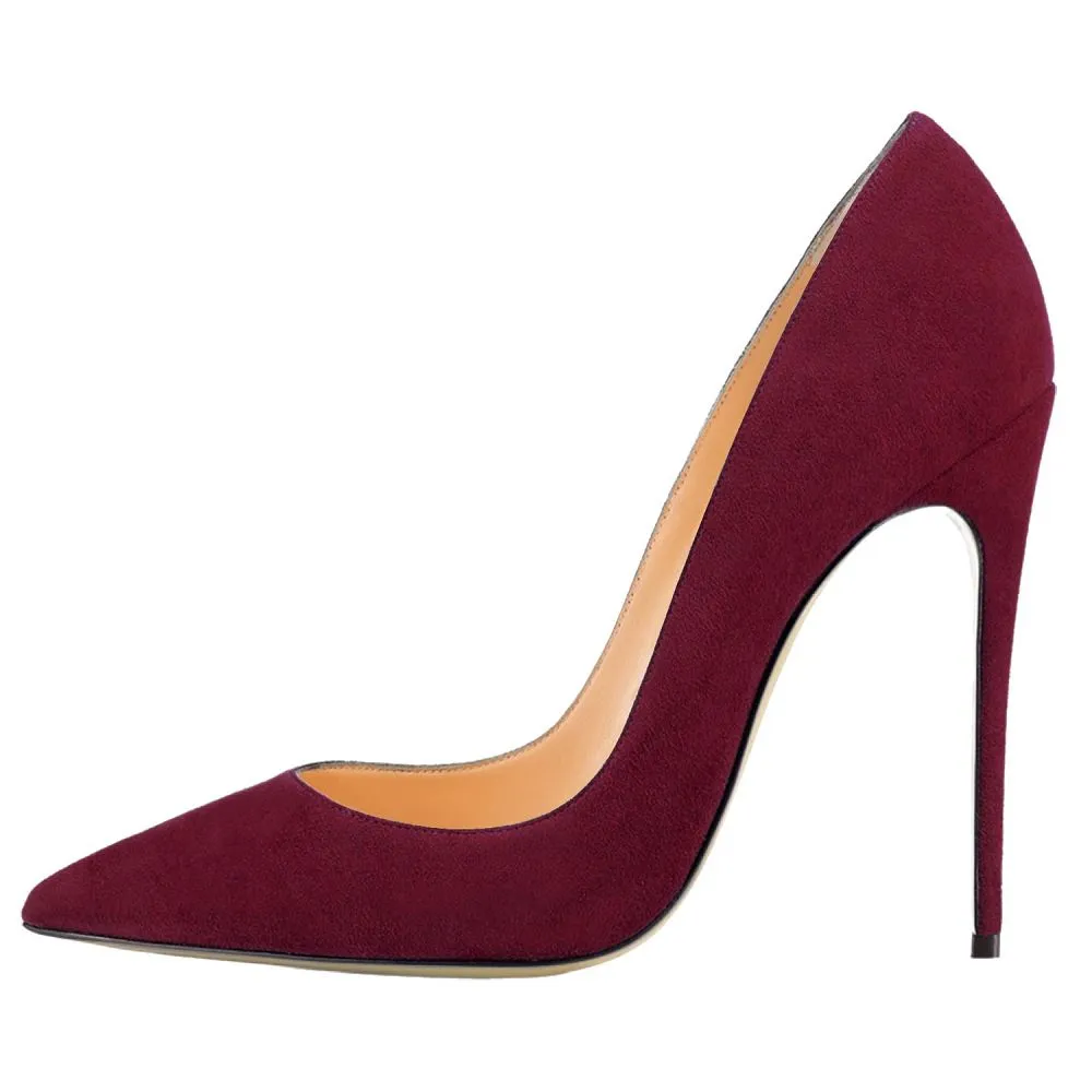 Tucomosi Suede Party Shoes Point Toe Plus Size Heels