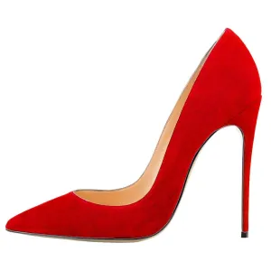 Tucomosi Suede Party Shoes Point Toe Plus Size Heels