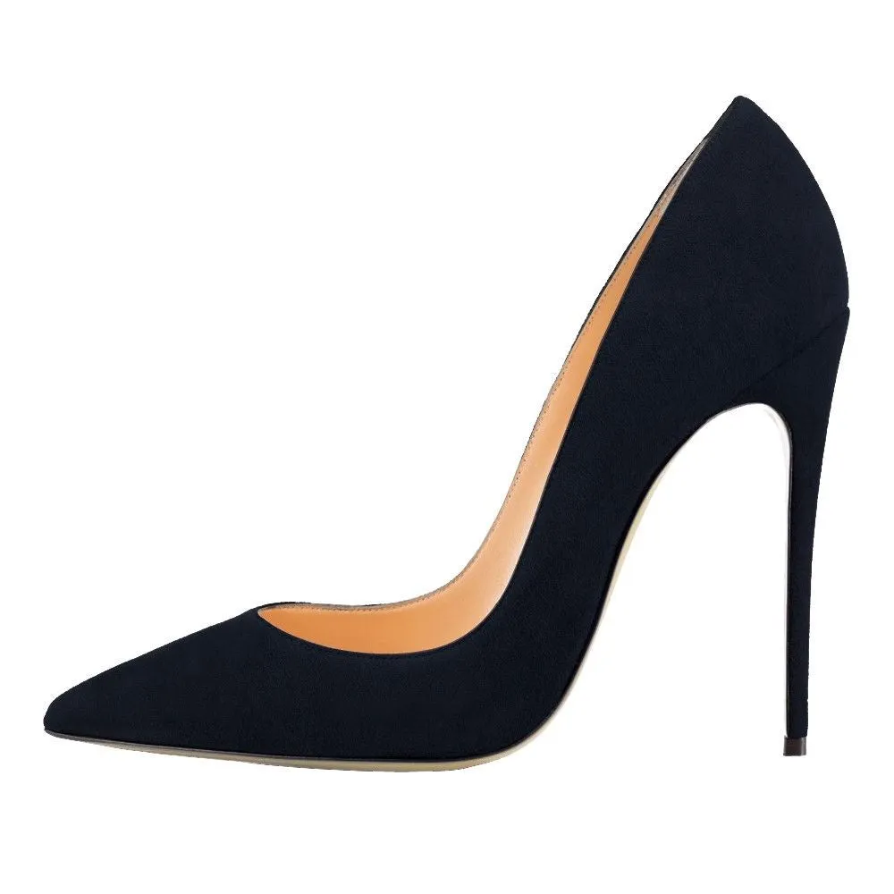 Tucomosi Suede Party Shoes Point Toe Plus Size Heels