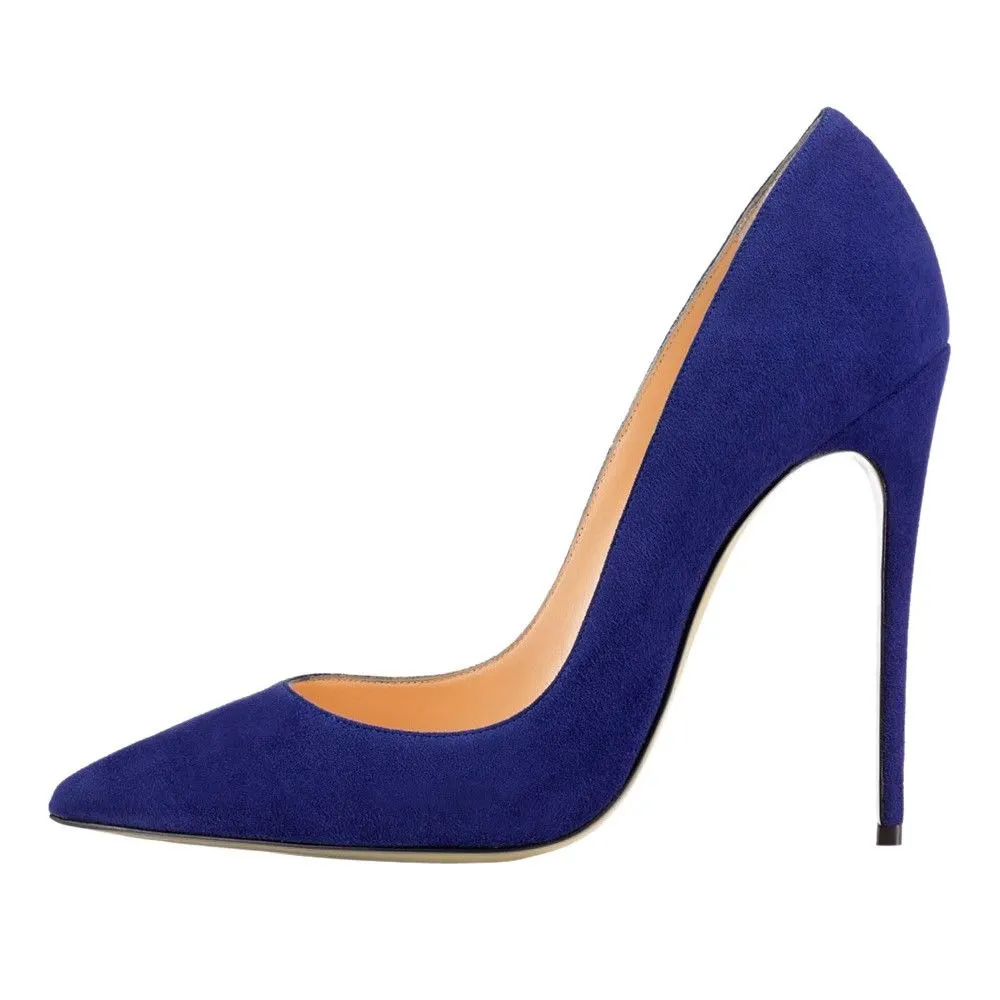 Tucomosi Suede Party Shoes Point Toe Plus Size Heels