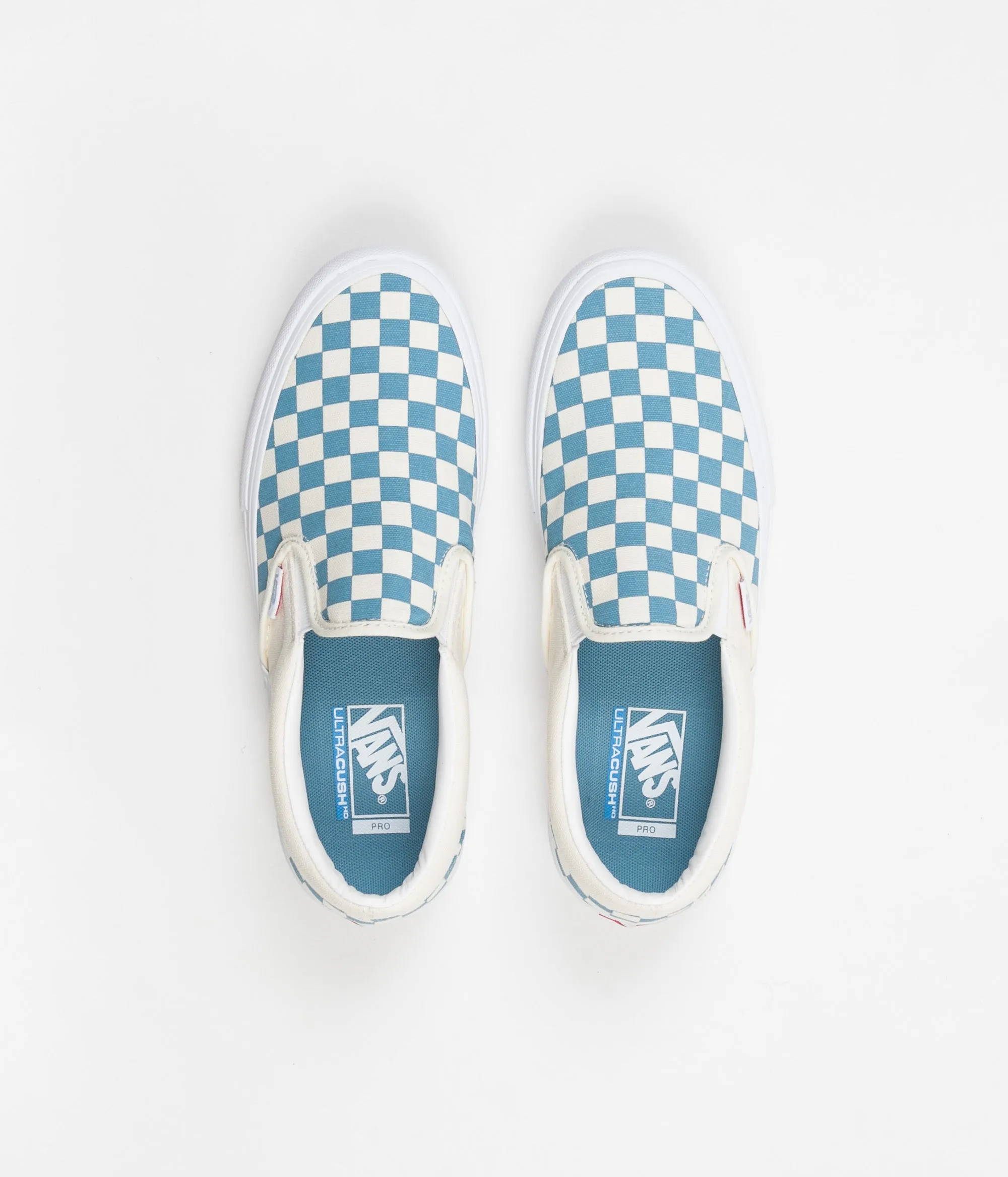 Vans Slip On Pro Checkerboard Shoes - Adriatic Blue / White