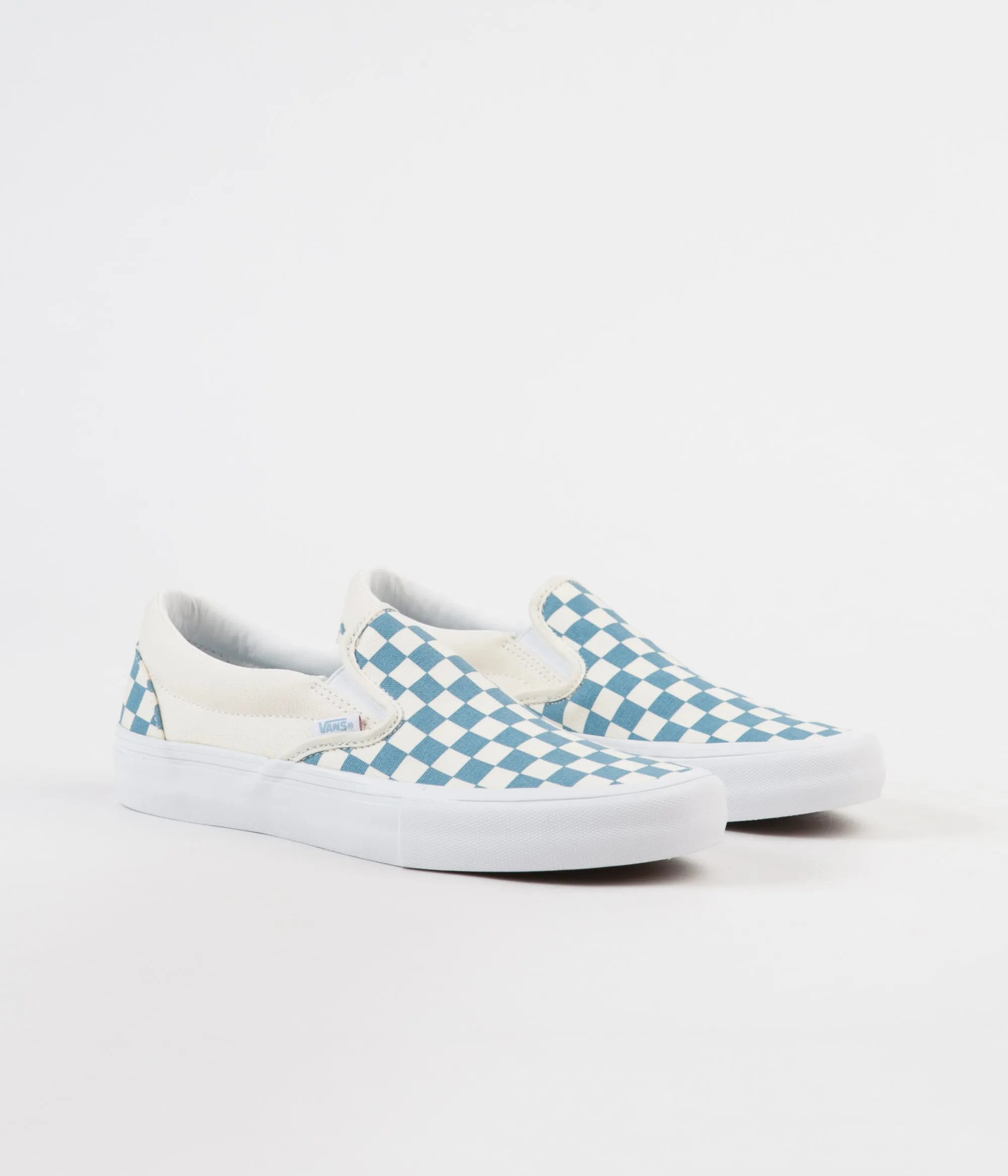 Vans Slip On Pro Checkerboard Shoes - Adriatic Blue / White