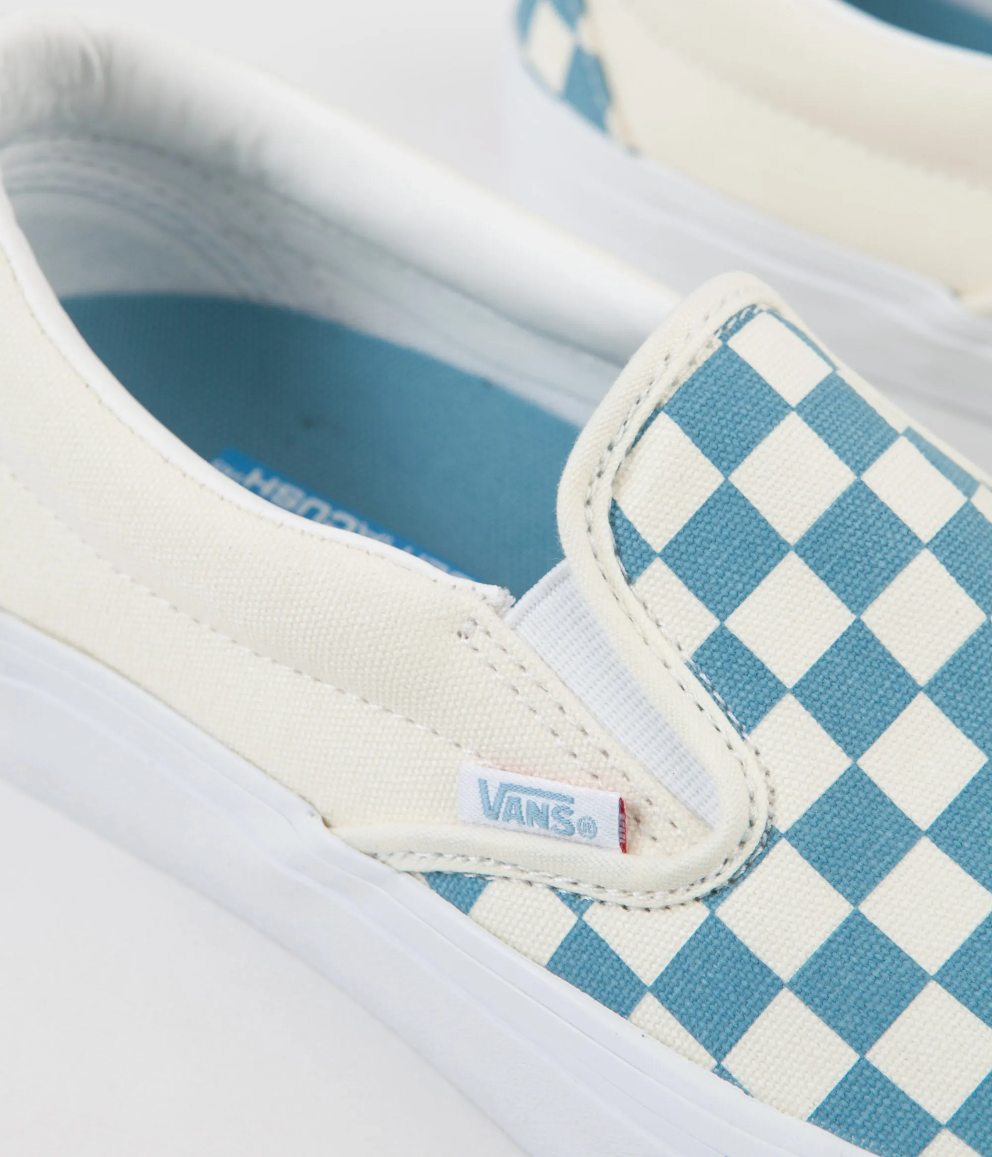 Vans Slip On Pro Checkerboard Shoes - Adriatic Blue / White