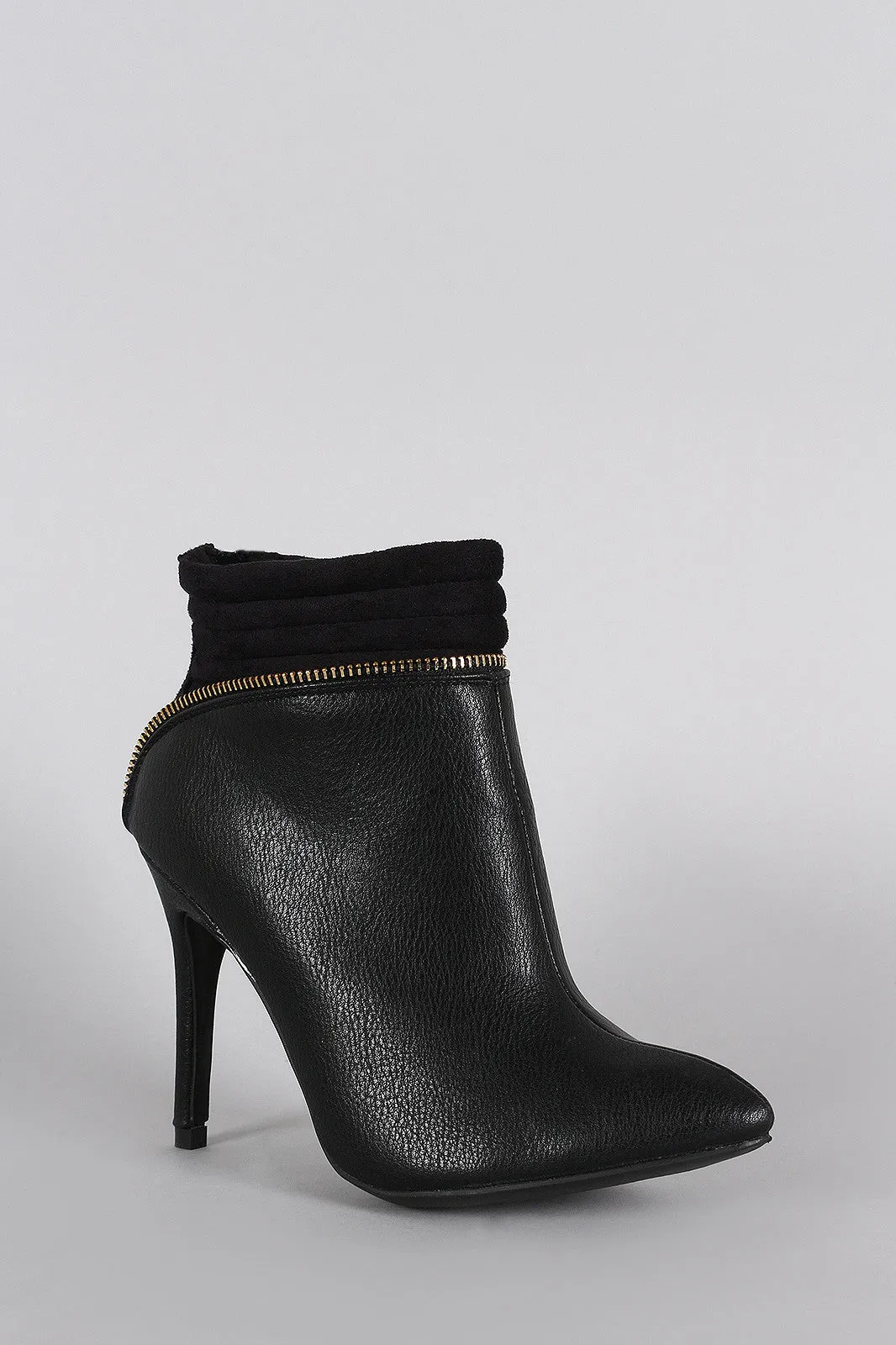Wild Diva Lounge Pointy Toe Zipper Edge Stiletto Booties