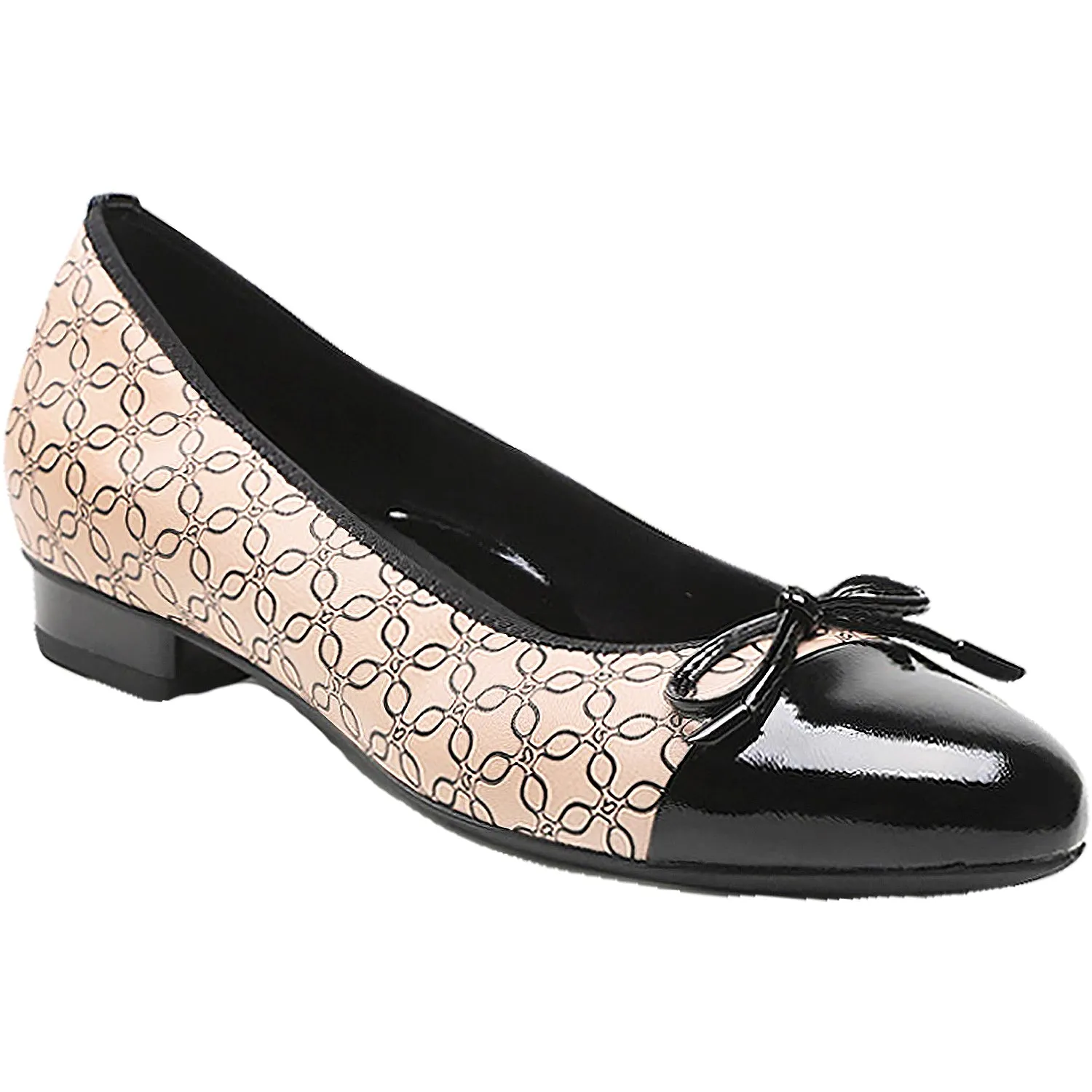 Women's Ara Belinda Black Patent/Nude/Black Logo Print Leather