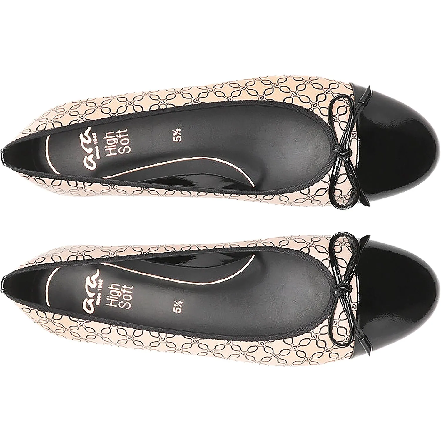 Women's Ara Belinda Black Patent/Nude/Black Logo Print Leather