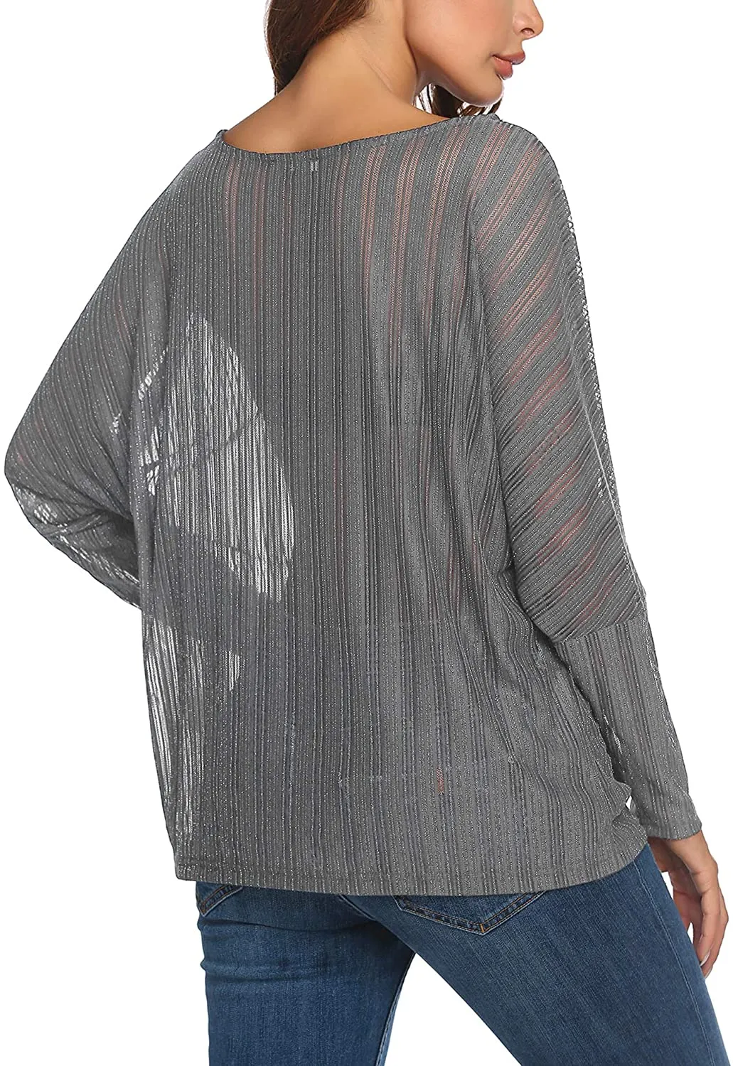 Women's Crochet  Batwing Lace Sheer Blouse