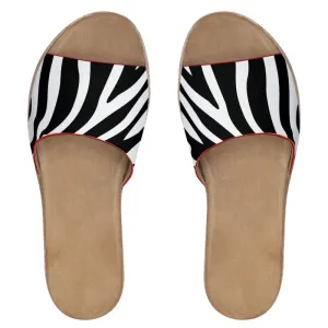 Women's Leather Sliders Zebra