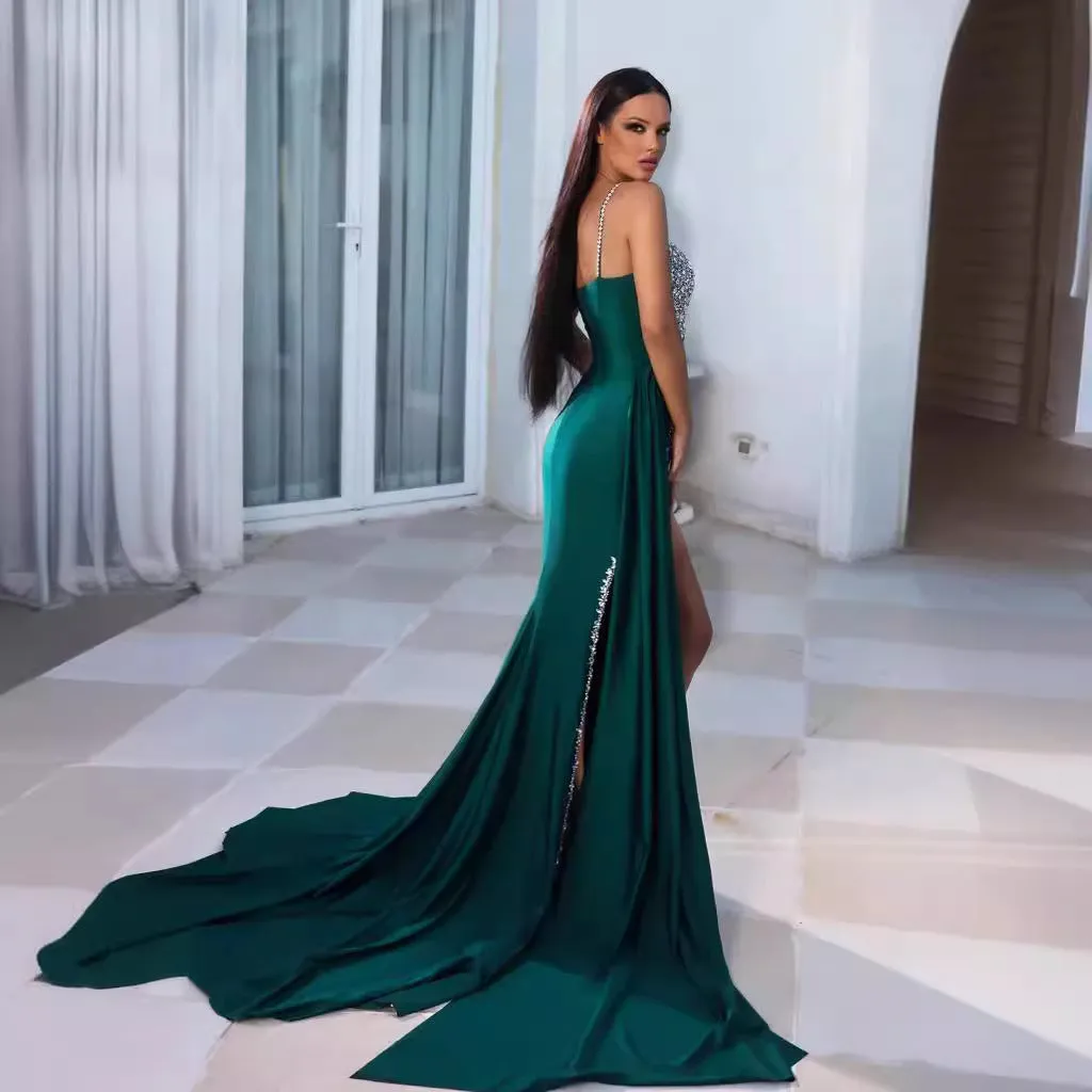 XAKXX  [Court style] ebay sexy heavy industry bronzing mopping evening dress  2025 trade women's clothing hosting dance skirt