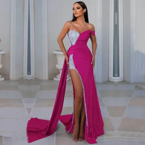 XAKXX  [Court style] ebay sexy heavy industry bronzing mopping evening dress  2025 trade women's clothing hosting dance skirt