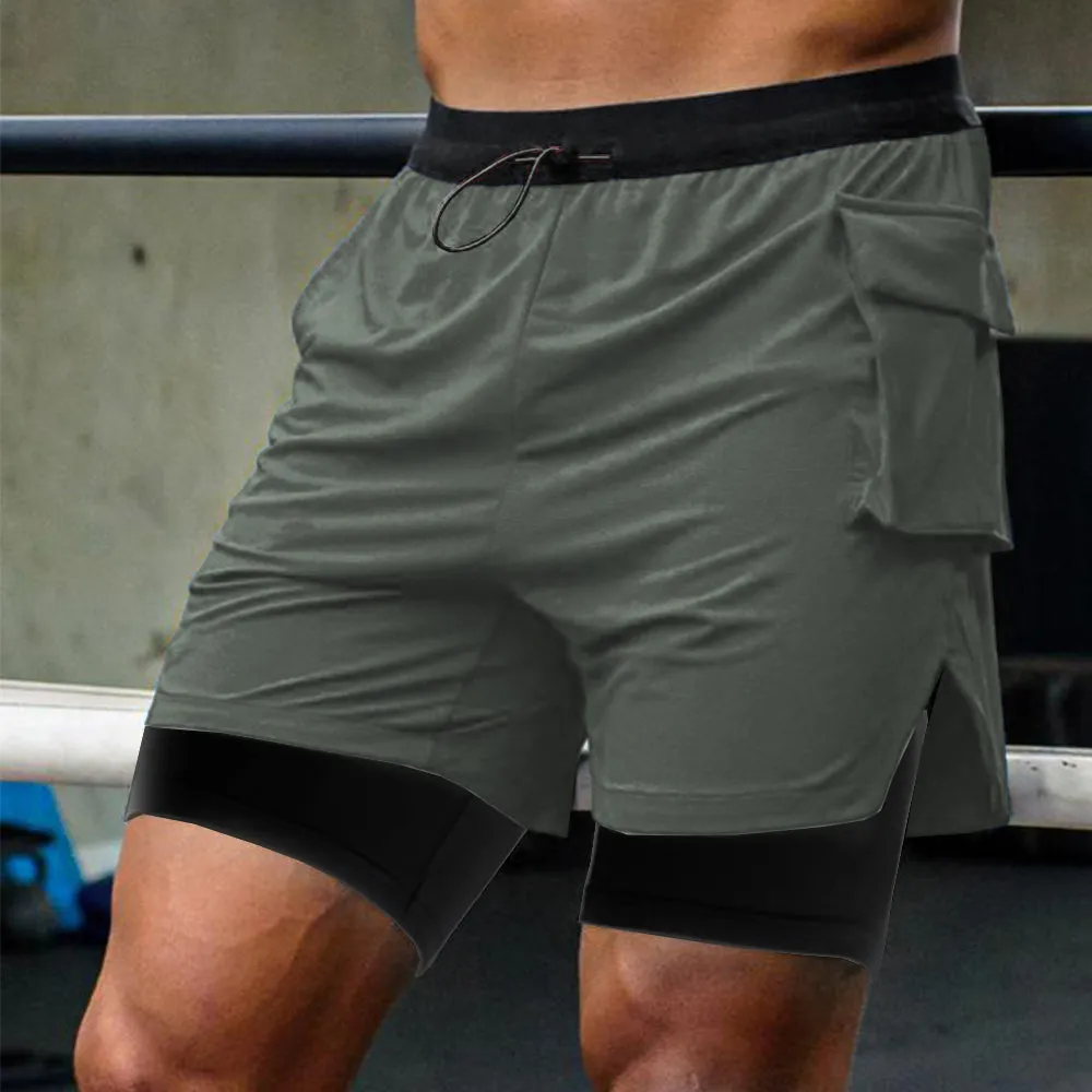 xiangtuibao - Men's Outdoor Sports Running Double Layer Shorts