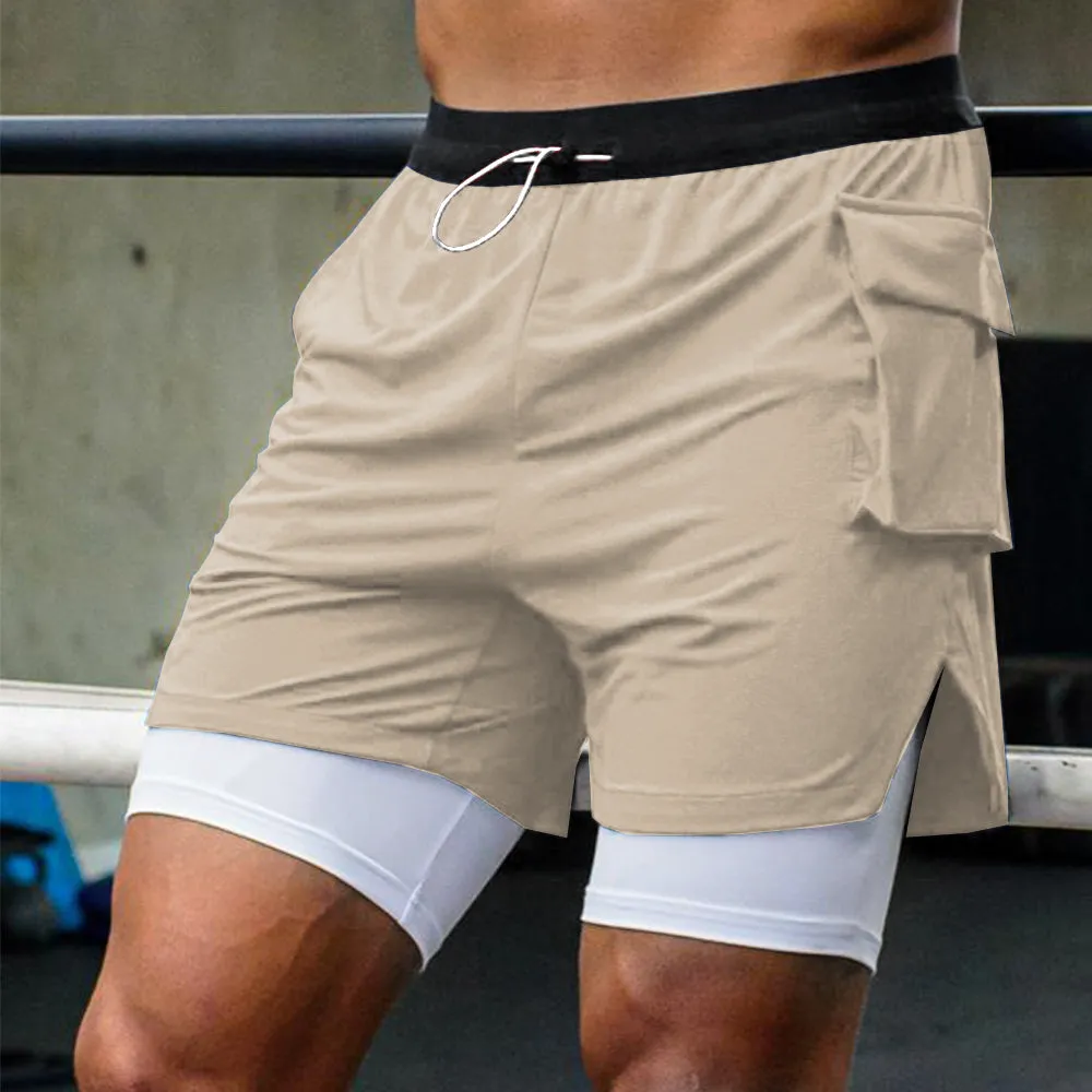 xiangtuibao - Men's Outdoor Sports Running Double Layer Shorts